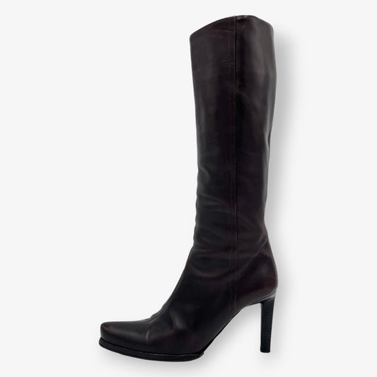 Prada Deep Burgundy Plum Purple High Heeled Boots EU40 ~ AU9