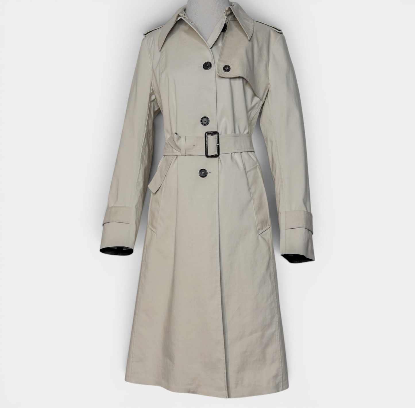 Prada Cream 100% Cotton Trench Coat Small ~ AU8-10