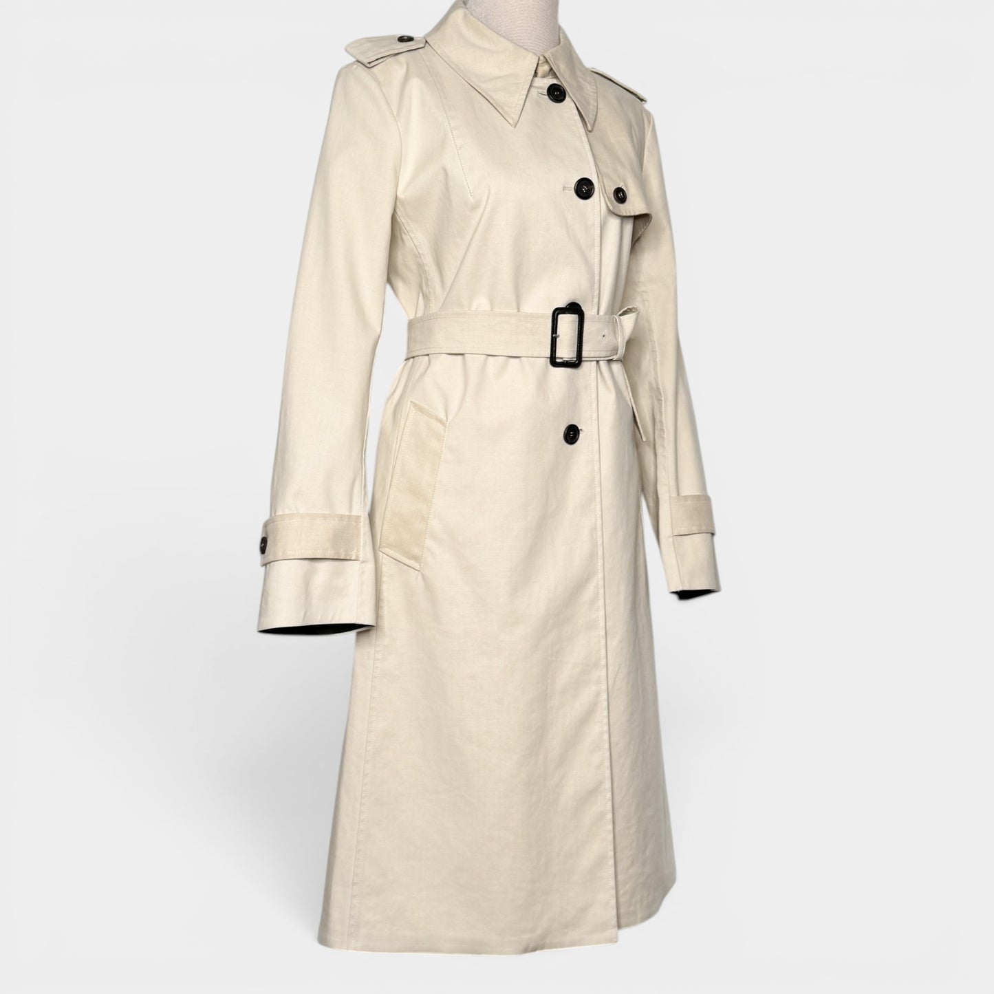 Prada Cream 100% Cotton Trench Coat Small ~ AU8-10