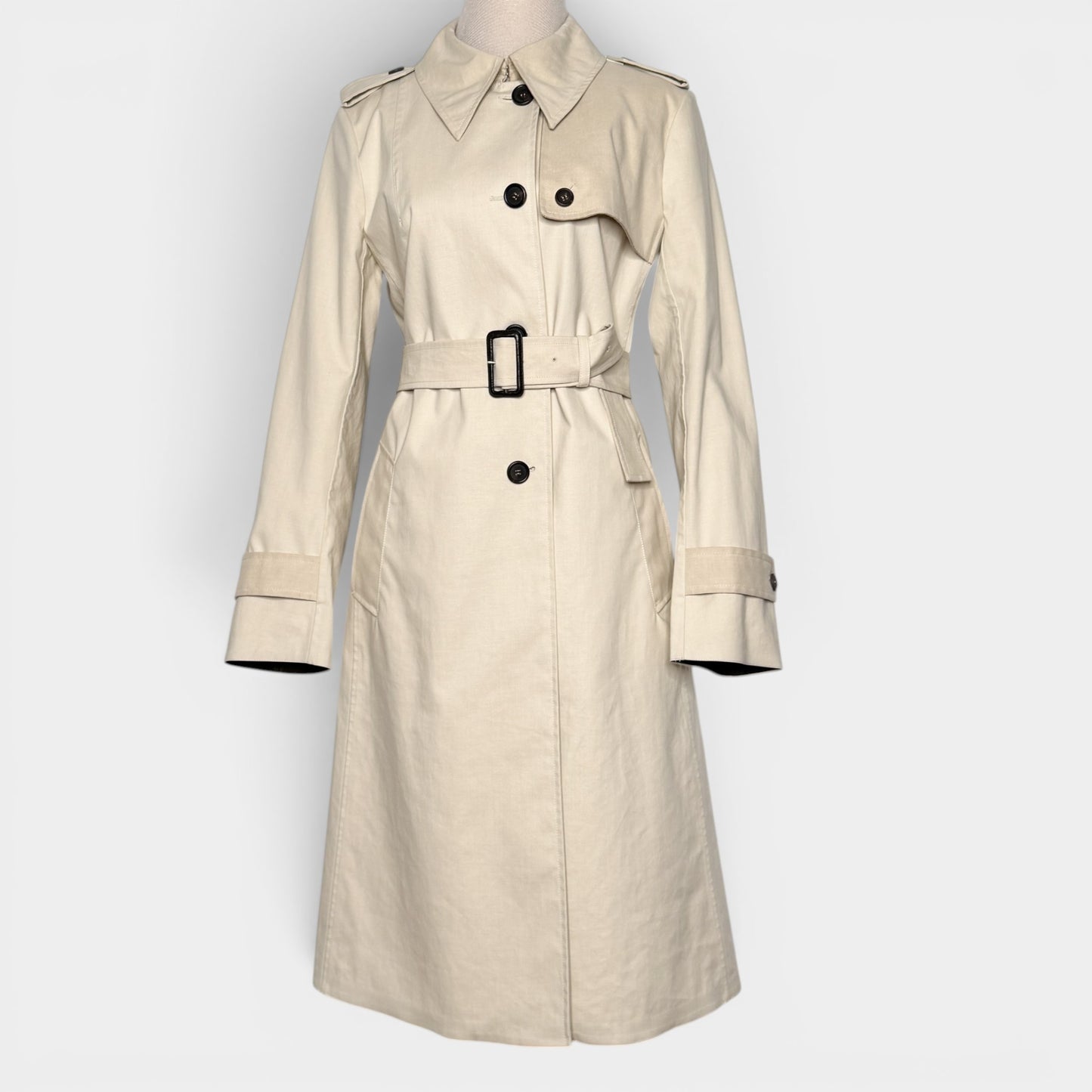 Prada Cream 100% Cotton Trench Coat Small ~ AU8-10