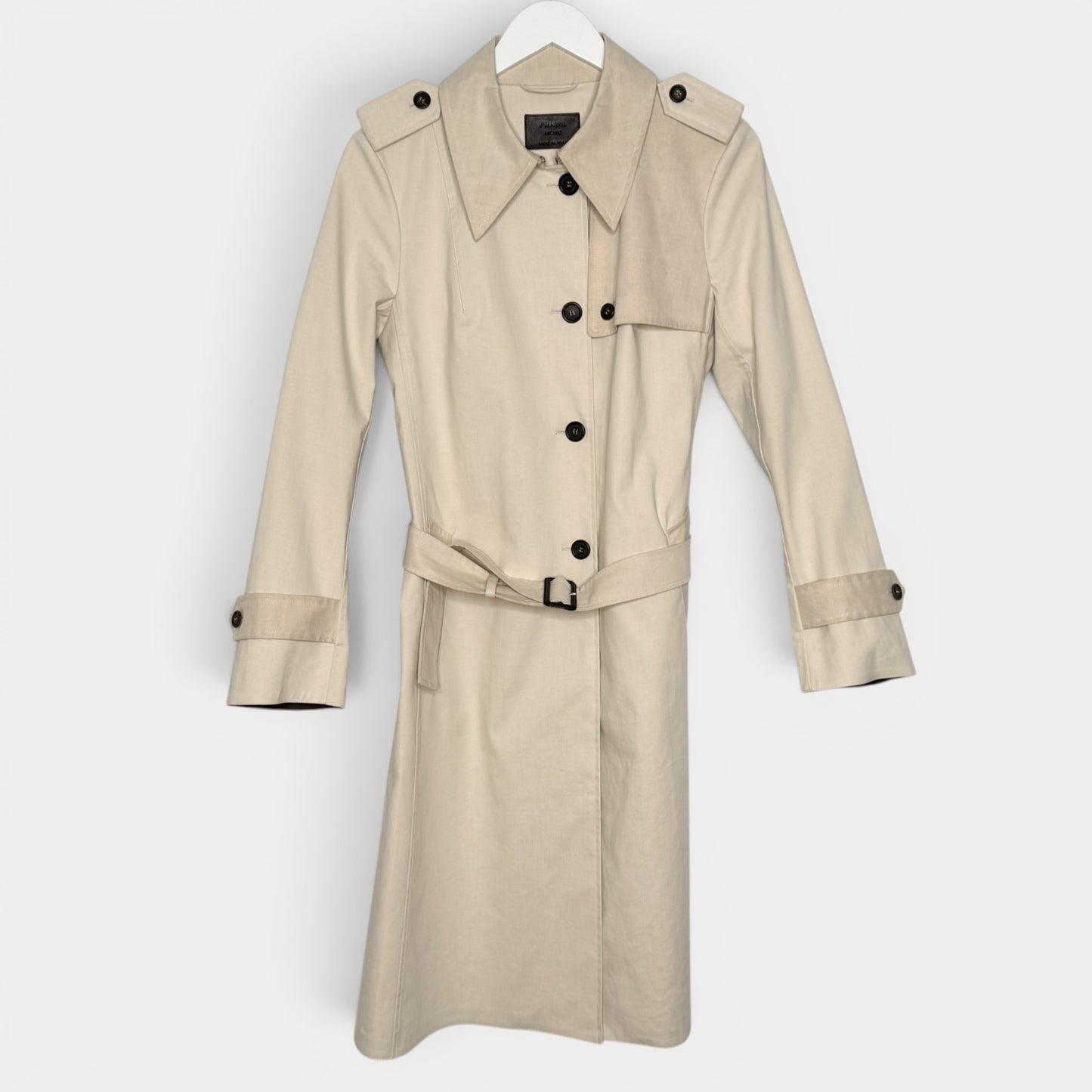 Prada Cream 100% Cotton Trench Coat Small ~ AU8-10
