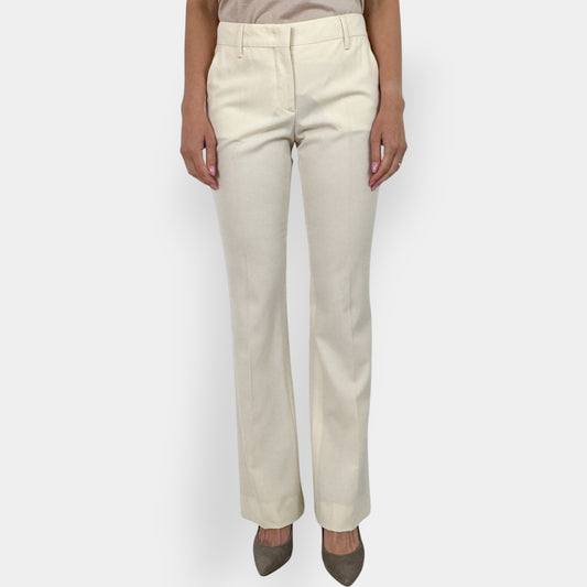 Prada Cream Lightweight Wool Gabardine Pants IT40 ~ AU8