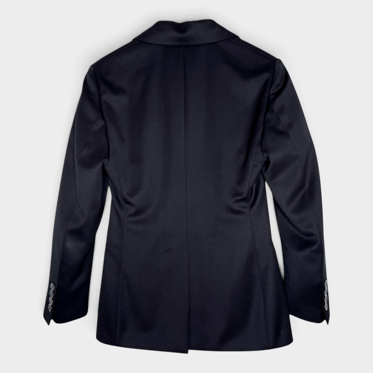 Studio61 Preloved Boutique Sydney Prada black wool single-breasted jacket, back view showing tailored fit.