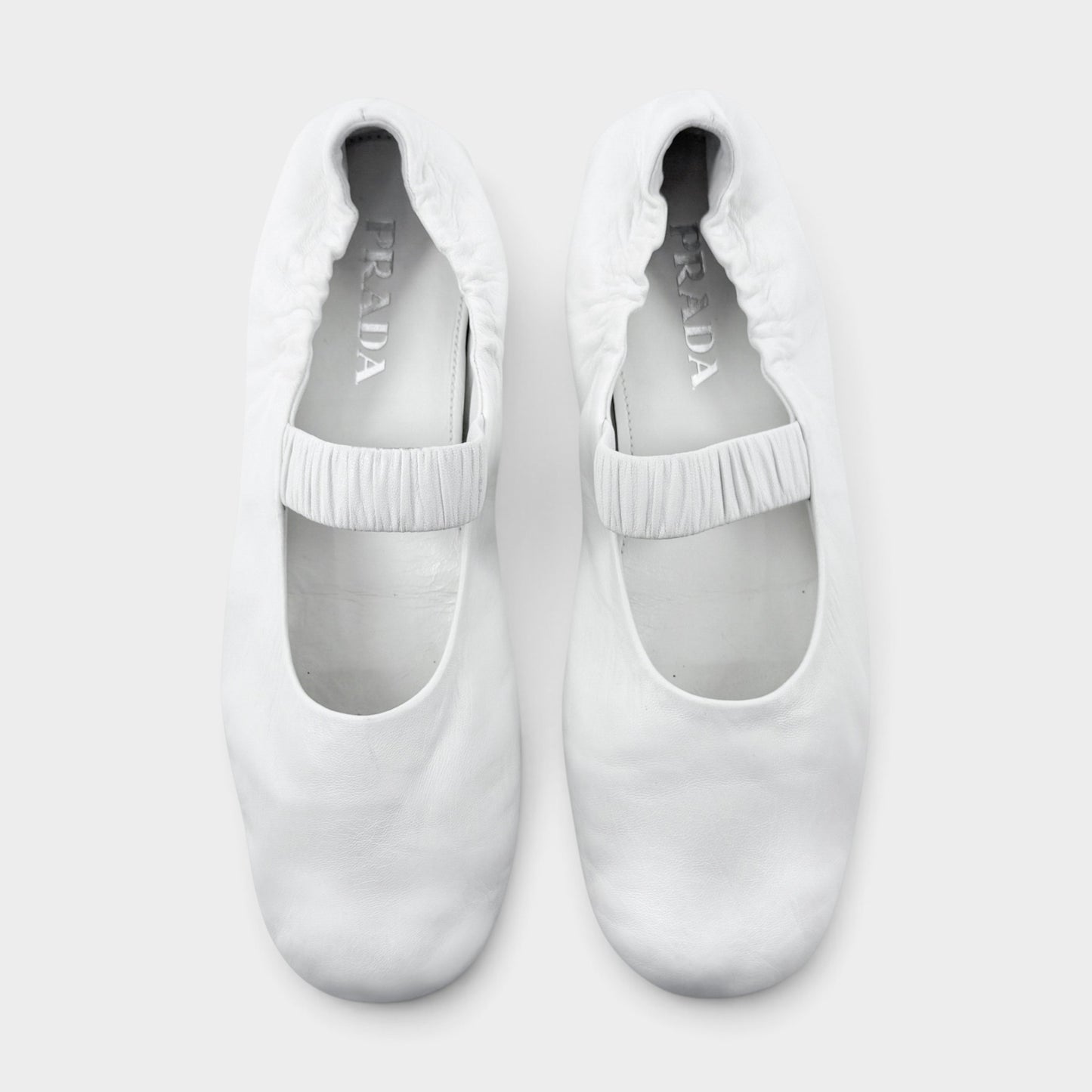 Prada White Bianco Nappa Leather Mary Jane Shoes EU38 ~ AU7