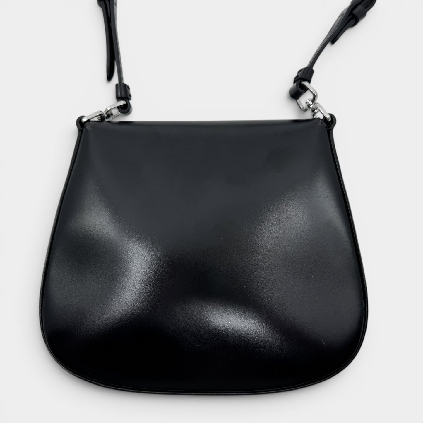 Prada Mini Cleo Black Brushed Leather Shoulder Bag [2021]