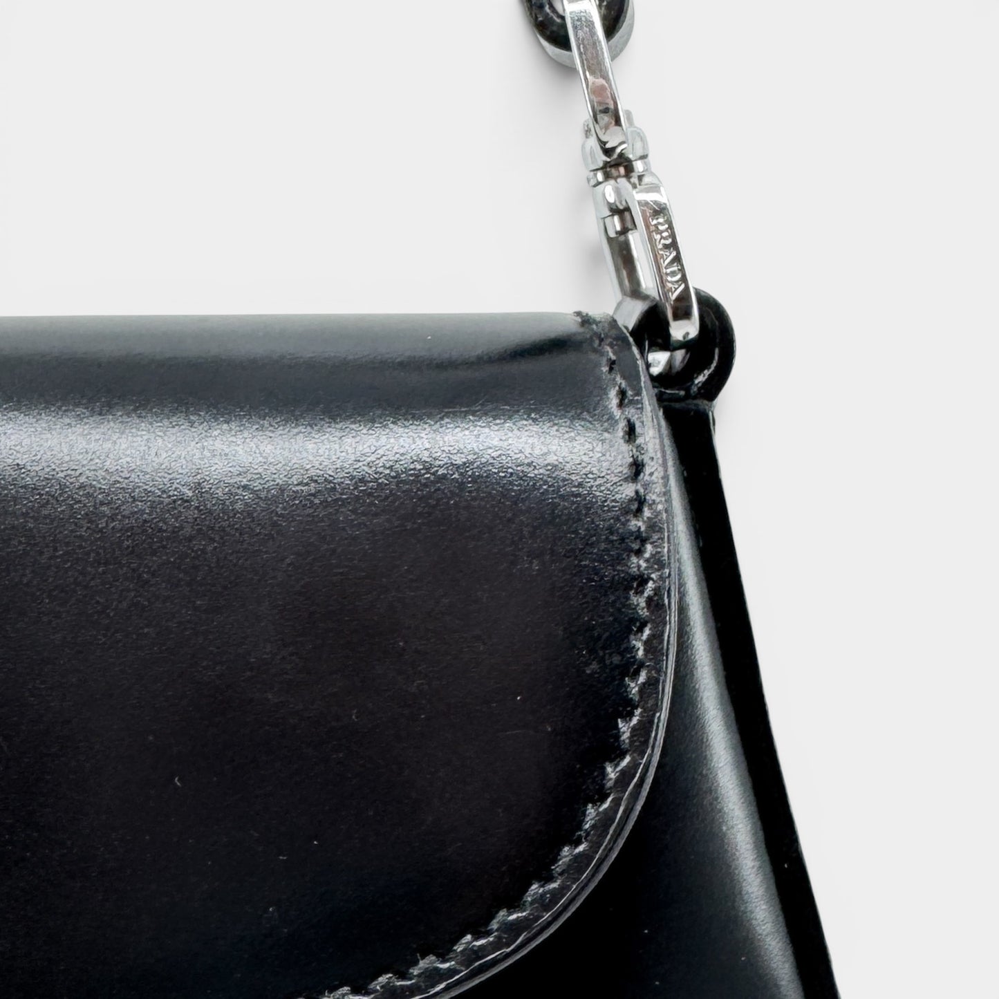 Prada Mini Cleo Black Brushed Leather Shoulder Bag [2021]