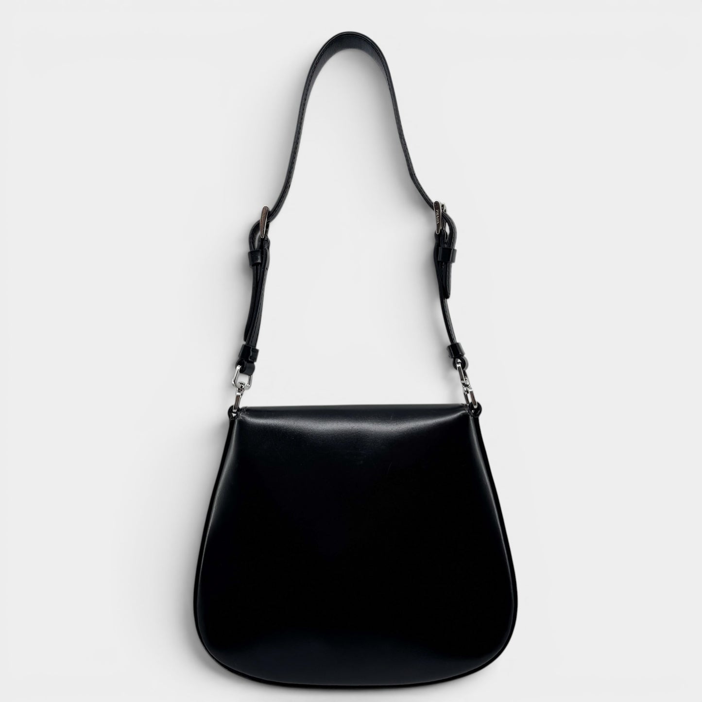Prada Mini Cleo Black Brushed Leather Shoulder Bag [2021]