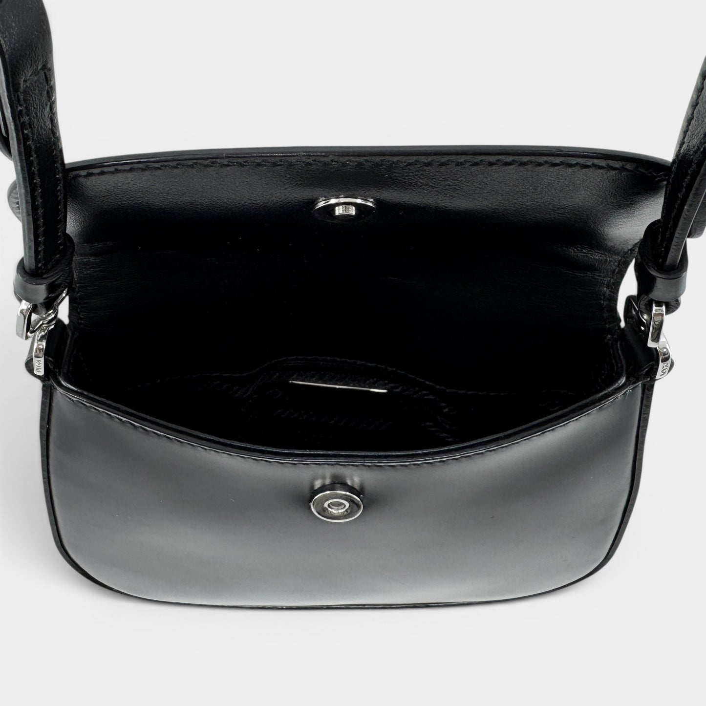 Prada Mini Cleo Black Brushed Leather Shoulder Bag [2021]