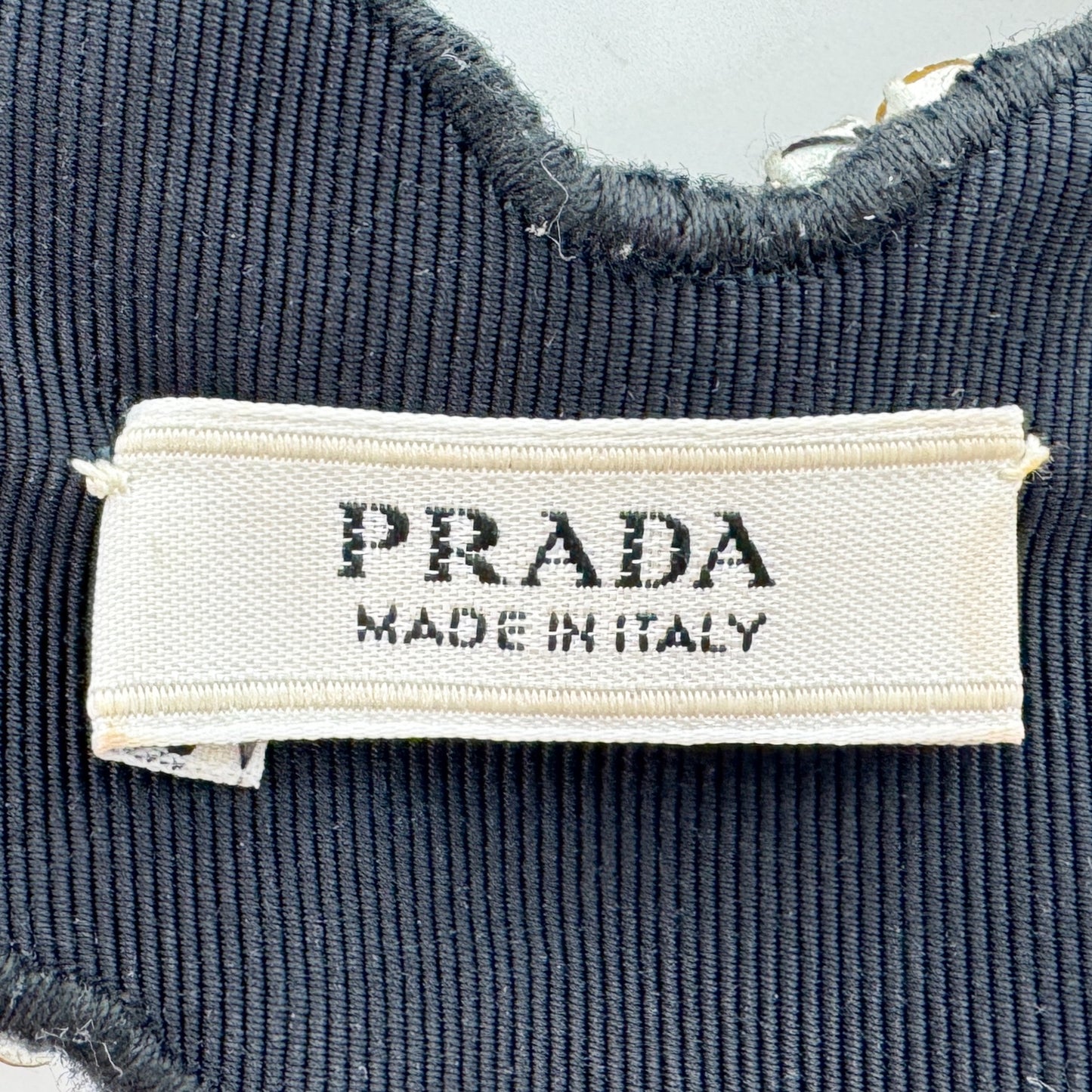 Prada Blue White Crystal Gun Metal Chain Statement Necklace