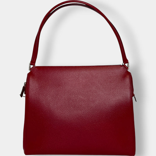 Prada Red Structured Leather Shoulder Handbag