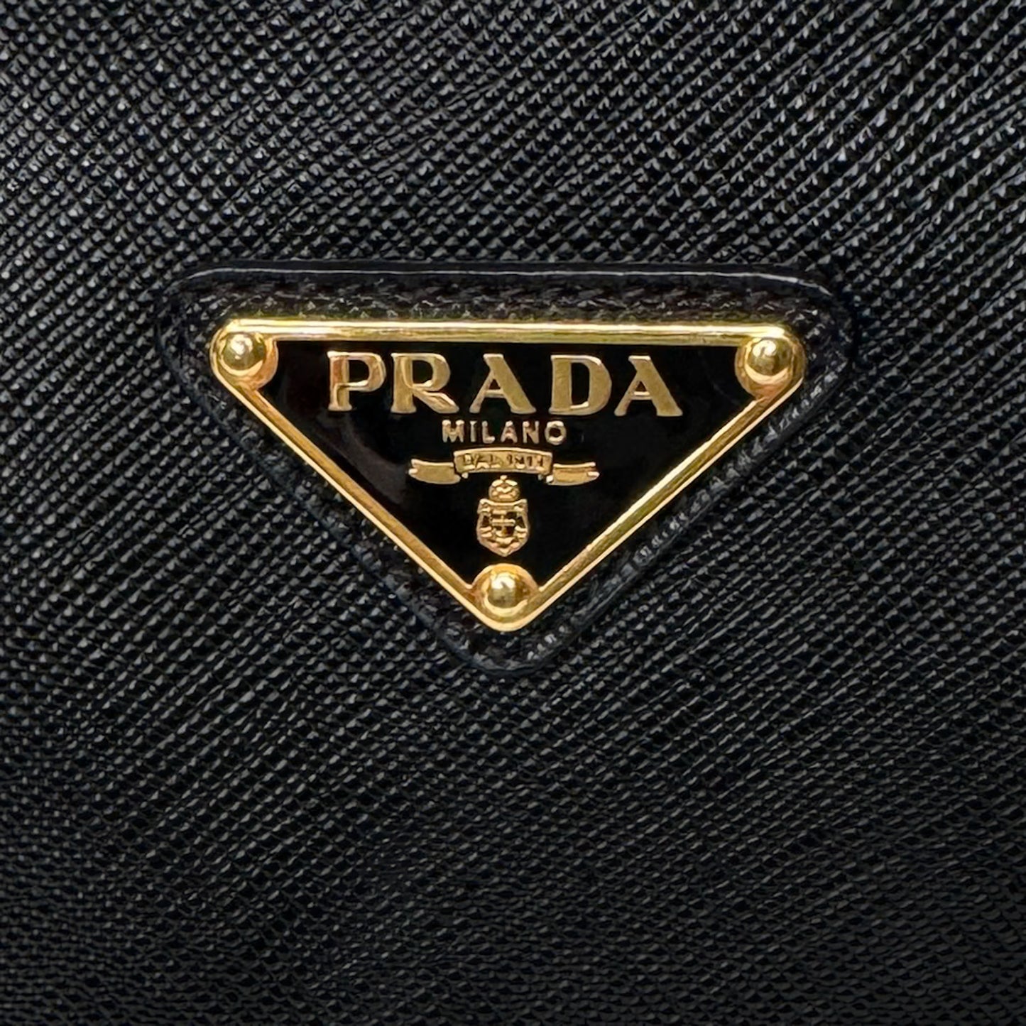 Prada Black Saffiano Leather Bauletto Zip Work Tote Bag