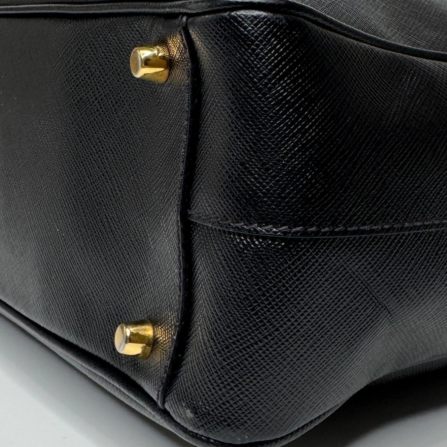 Prada Black Saffiano Leather Bauletto Zip Work Tote Bag