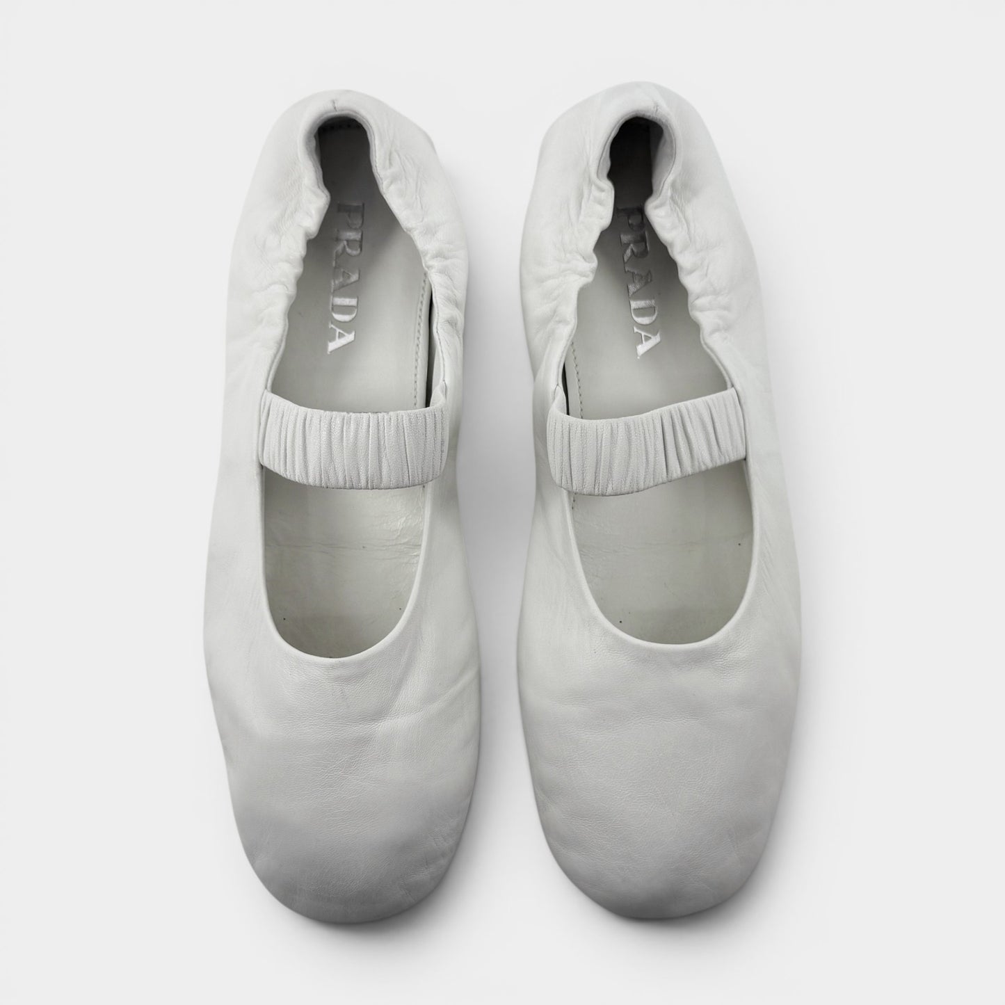 Prada White Bianco Nappa Leather Mary Jane Shoes EU38 ~ AU7