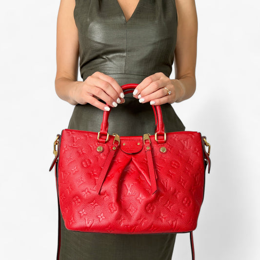 Louis Vuitton Red Leather Mazarine Two-Way Handbag