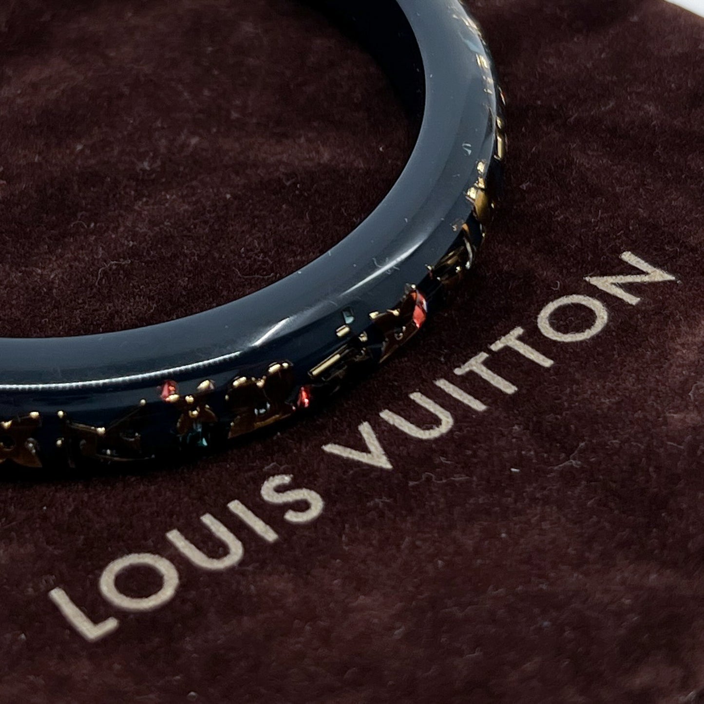 Louis Vuitton Dark Blue-Grey & Gold Inclusion Bangle (6.5 cm diameter)