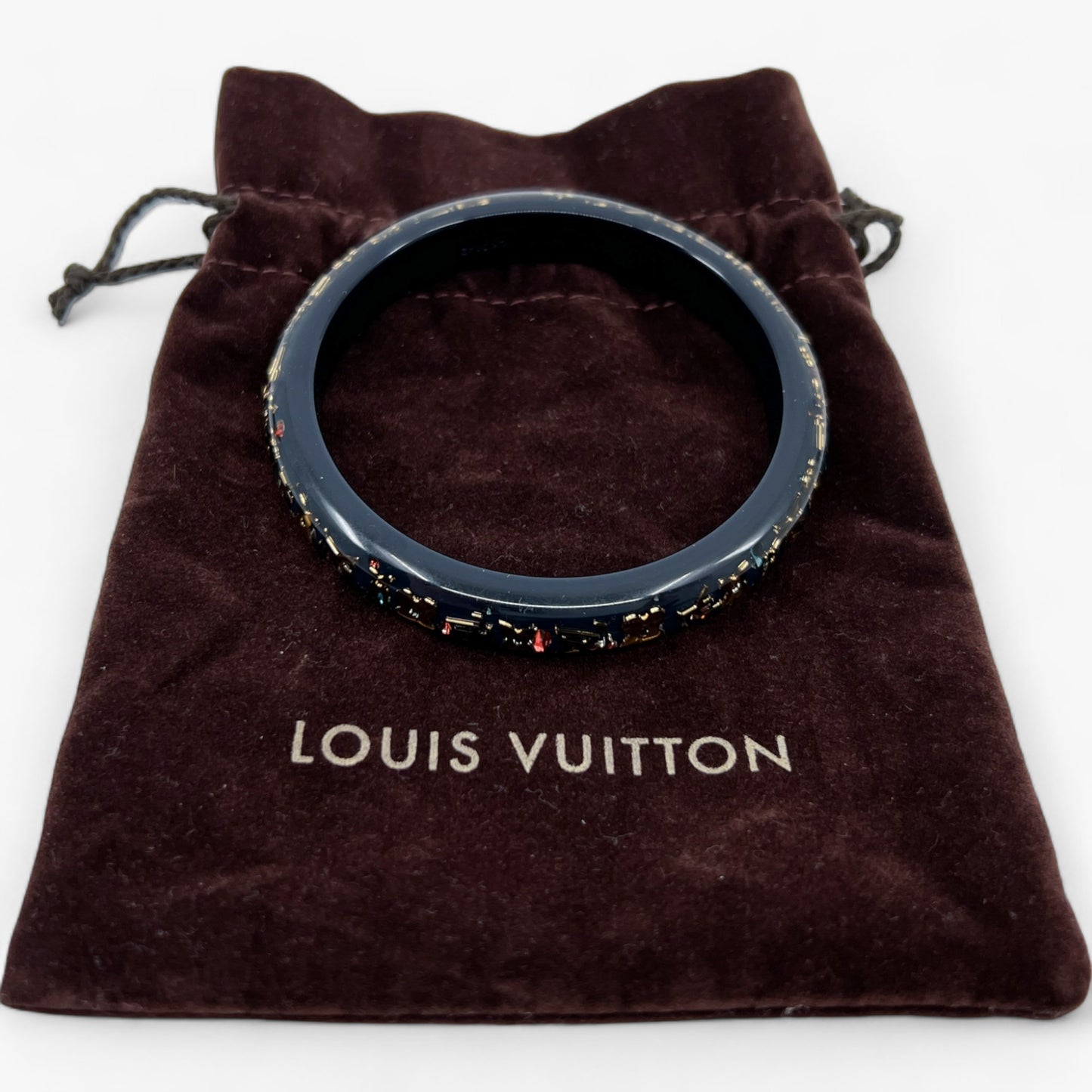 Louis Vuitton Dark Blue-Grey & Gold Inclusion Bangle (6.5 cm diameter)