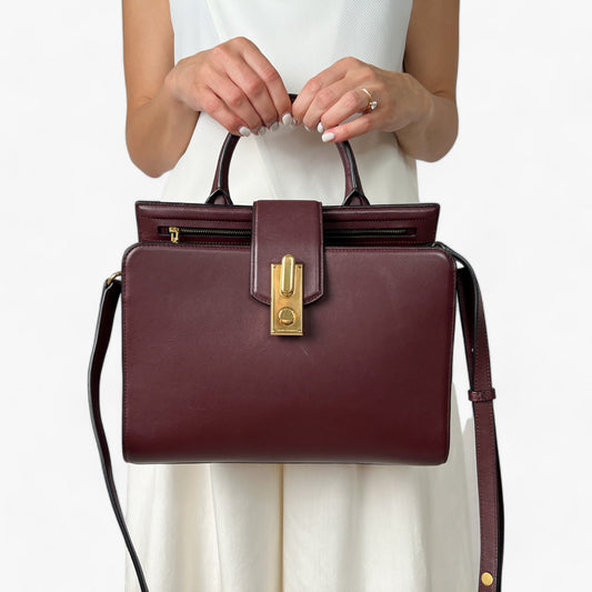 Marc Jacobs Burgundy Leather Tote Crossbody Bag
