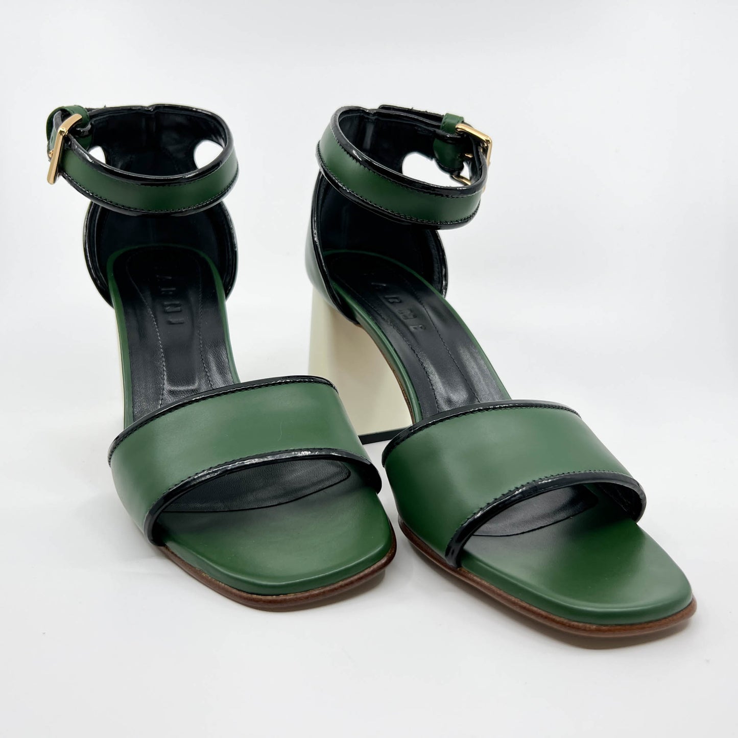 Marni Garden Green Leather Sandal Shoes EU39 ~ AU8