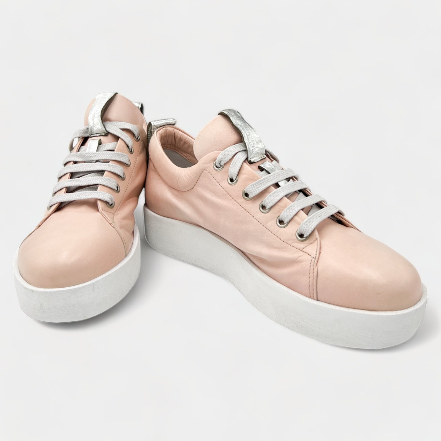 Andia Fora Pink Leather Platform Sneakers EU40 ~ AU9