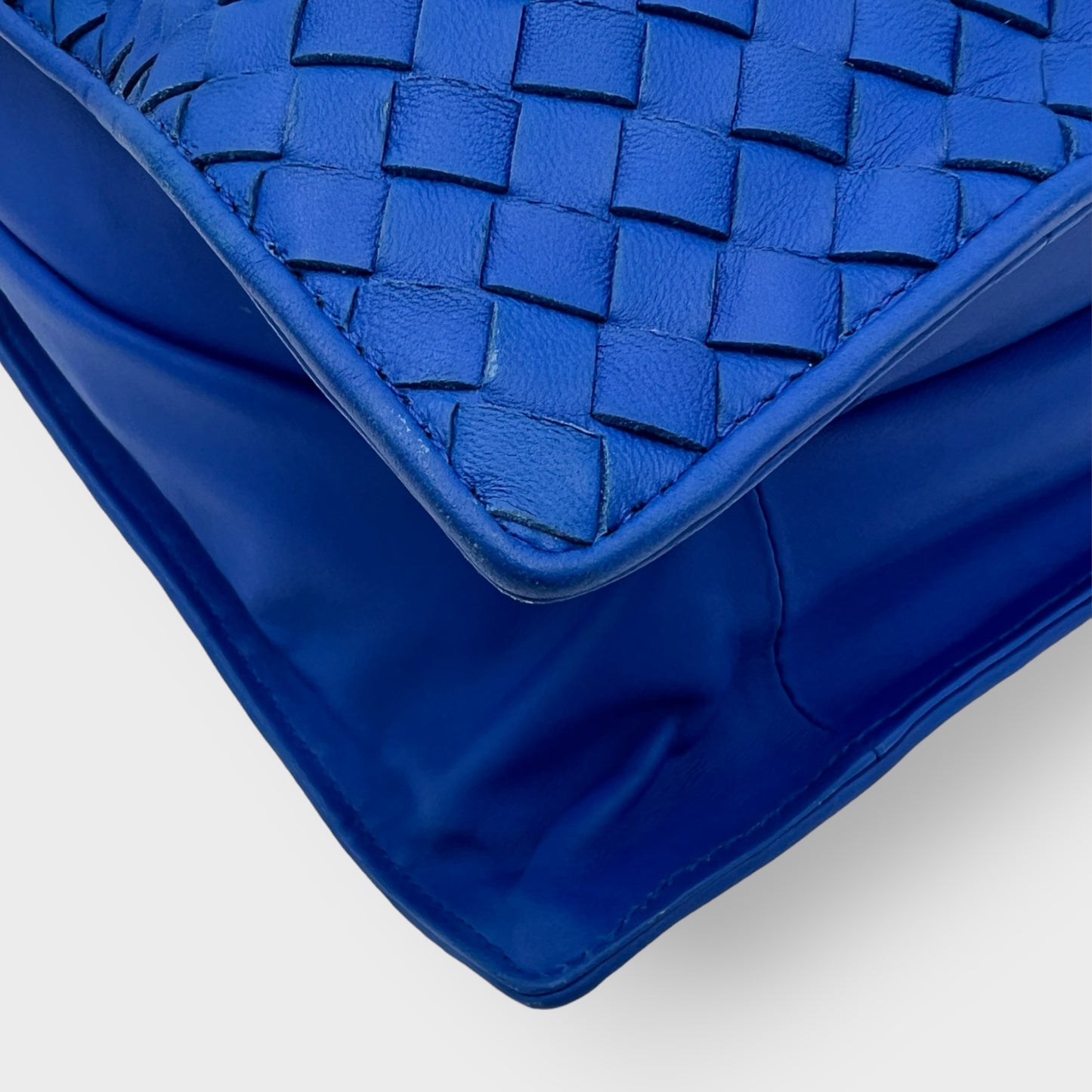 Bottega Veneta Electirc Blue Intrecciato Woven Leather Shoulder Bag