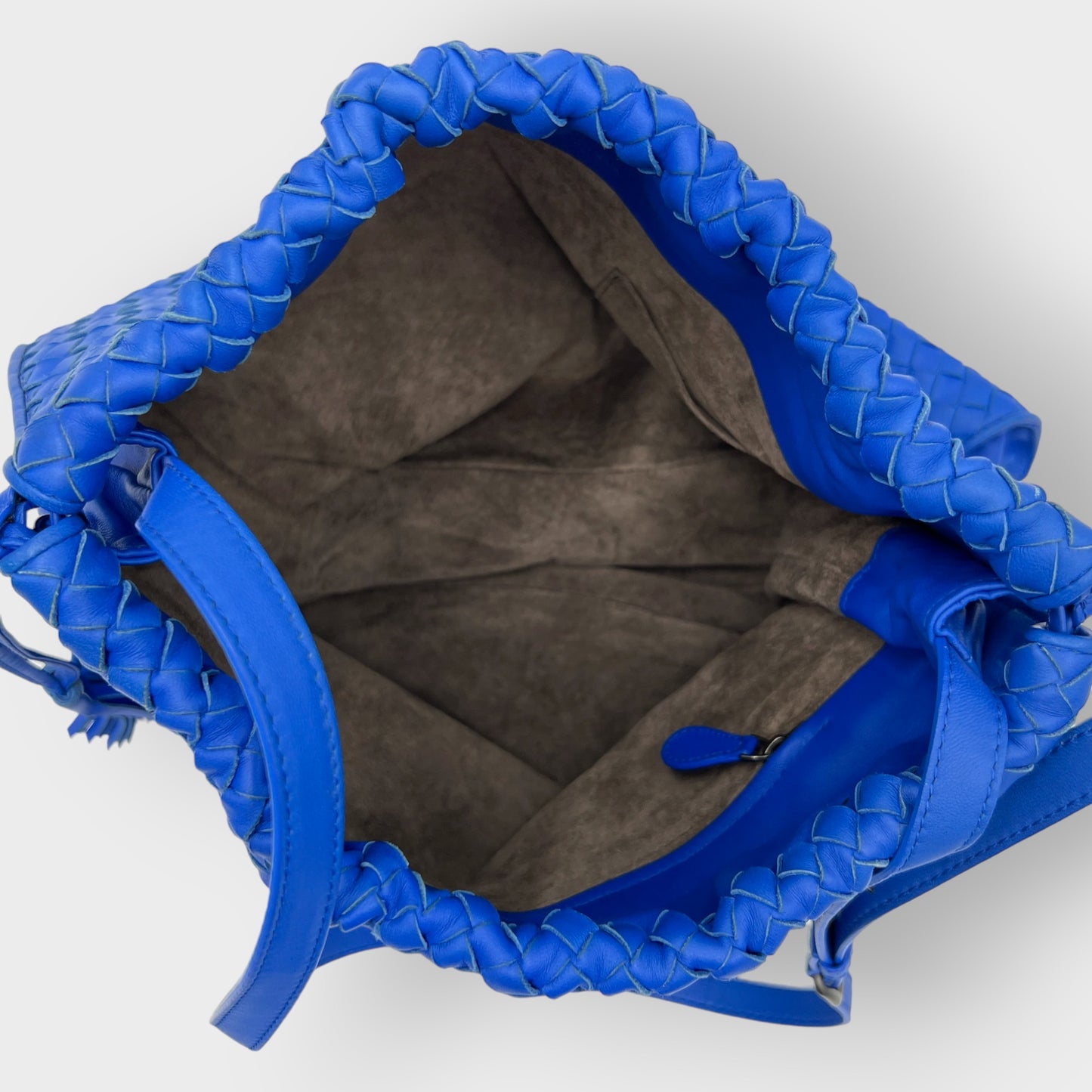 Bottega Veneta Electirc Blue Intrecciato Woven Leather Shoulder Bag