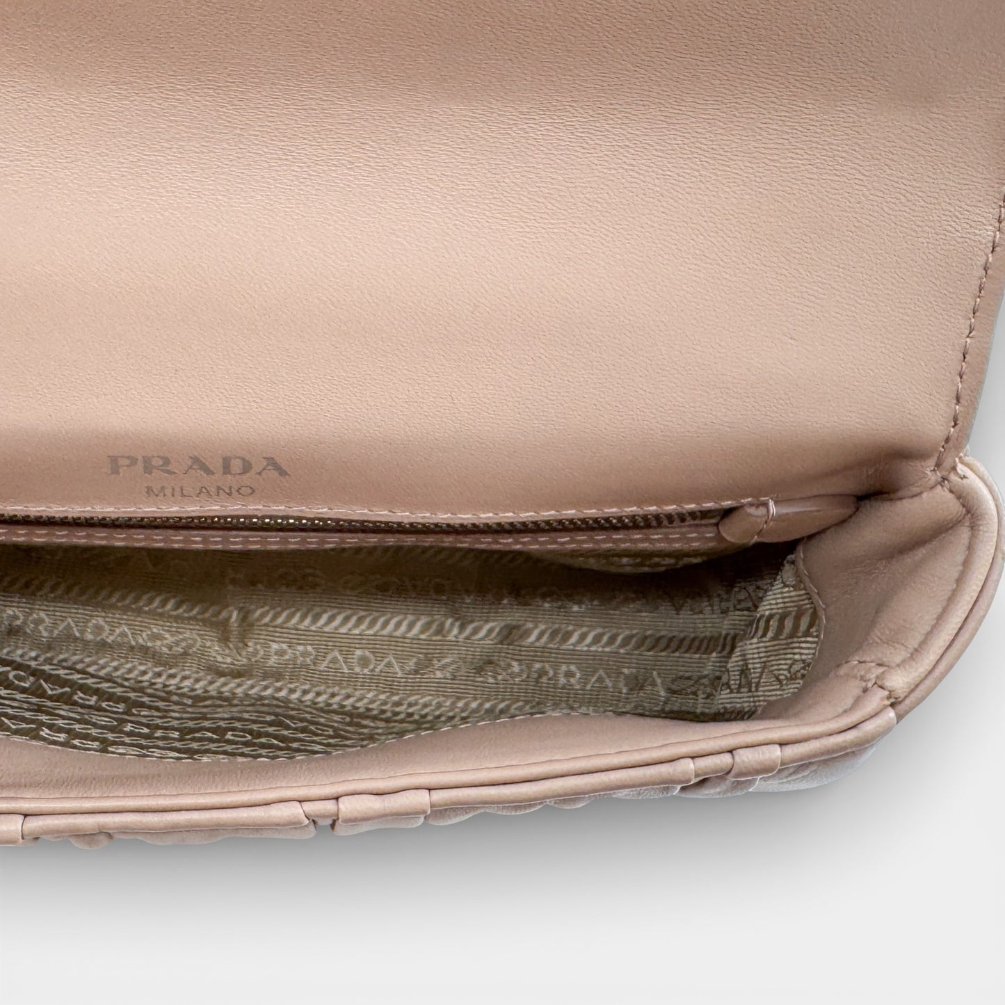 Prada Powder Pink Nappa Gauffré Leather Shoulder Bag [1BD140]