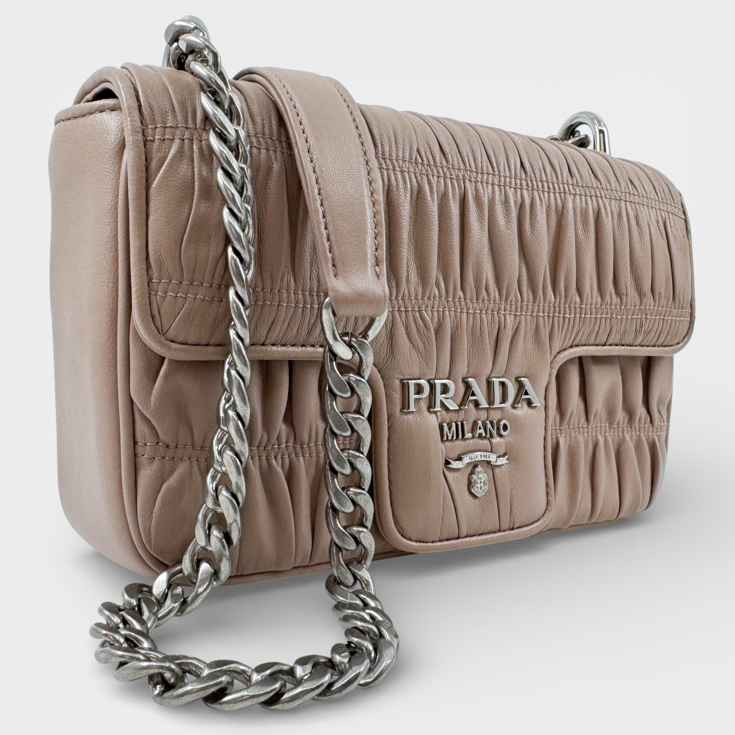 Prada Powder Pink Nappa Gauffré Leather Shoulder Bag [1BD140]