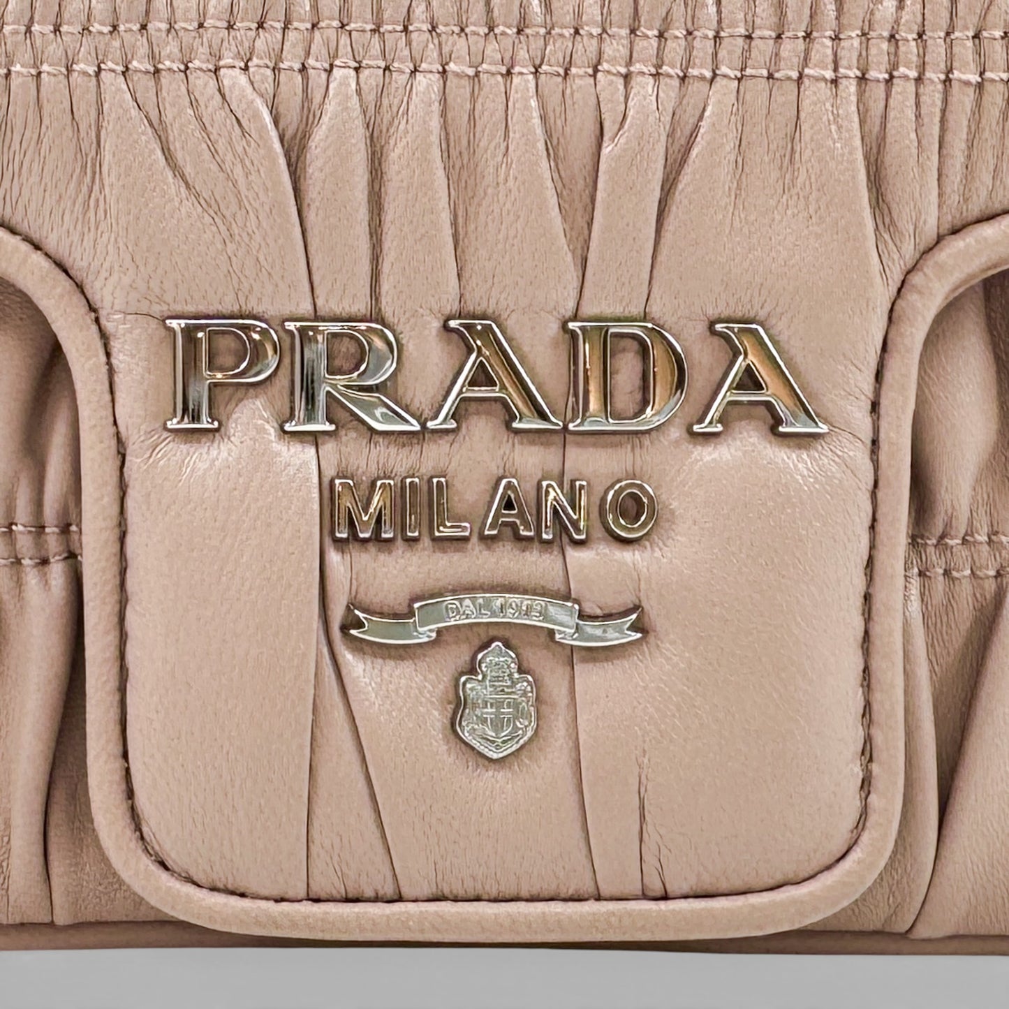 Prada Powder Pink Nappa Gauffré Leather Shoulder Bag [1BD140]