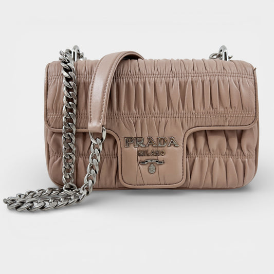Prada Powder Pink Nappa Gauffré Leather Shoulder Bag [1BD140]