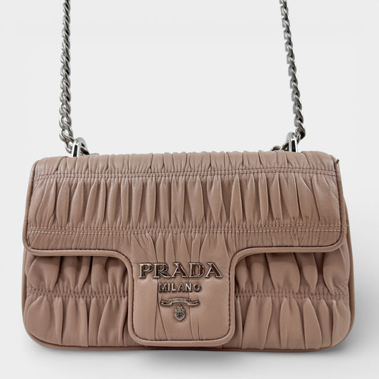Prada Powder Pink Nappa Gauffré Leather Shoulder Bag [1BD140]