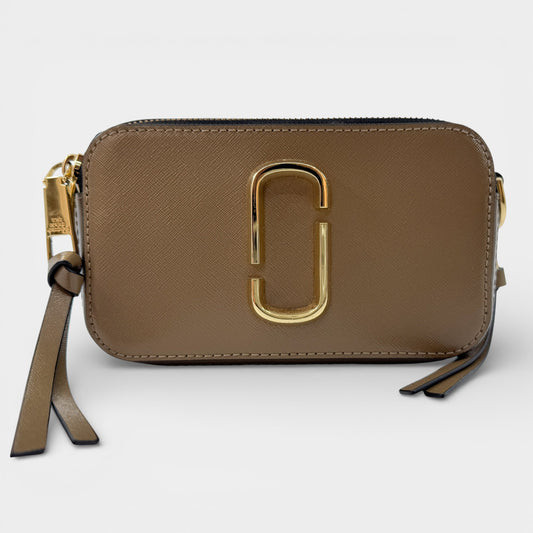 Marc Jacobs Taupe Brown Saffiano Leather Snapshot Camera Crossbody Bag