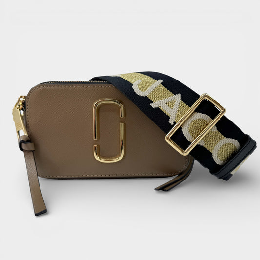 Marc Jacobs Taupe Brown Saffiano Leather Snapshot Camera Crossbody Bag