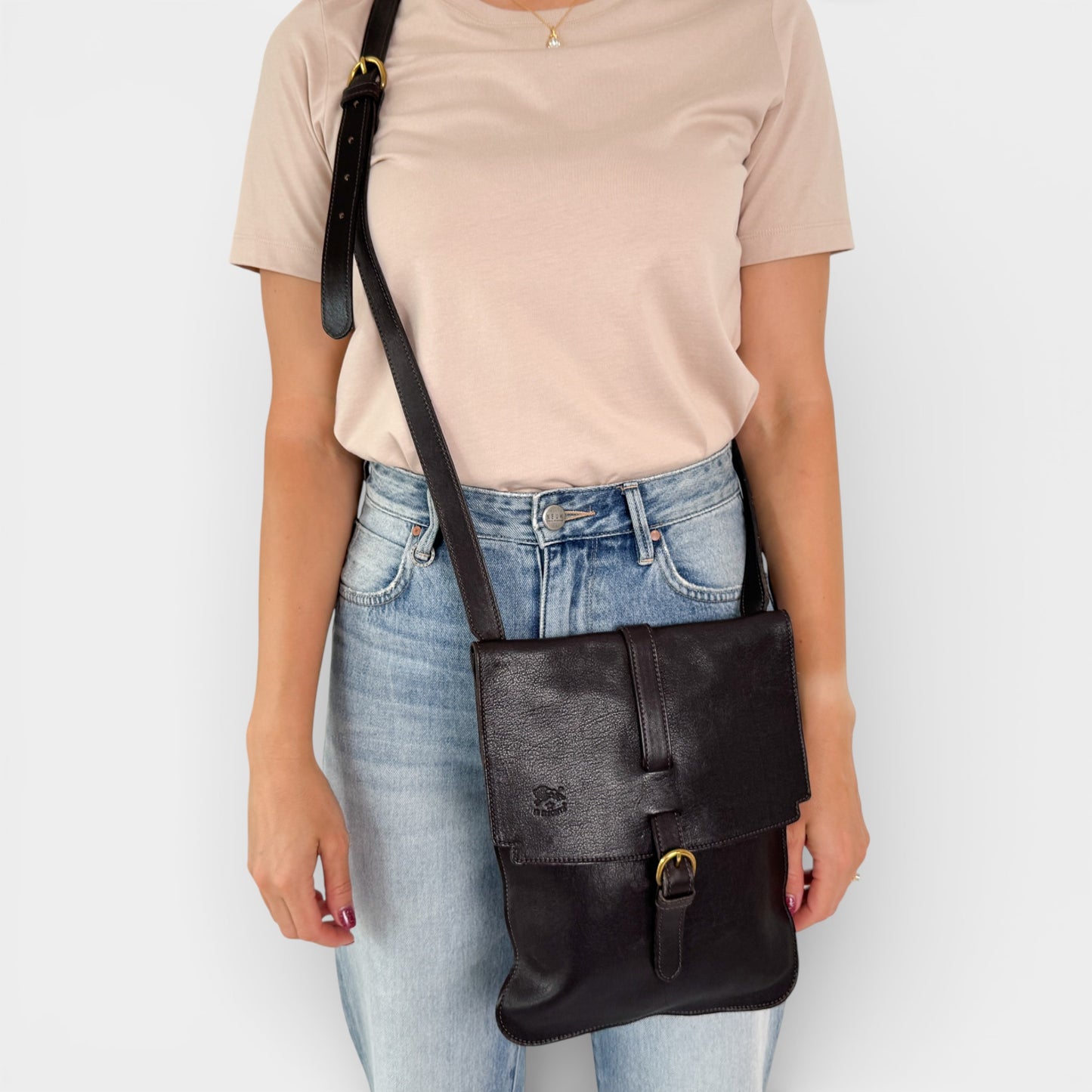 Il Bisonte Dark Brown Leather Crossbody Bag