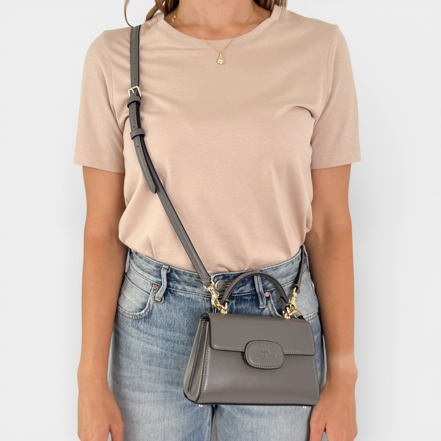 Coach Grey Leather Eliza Mini Top Handle Crossbody Bag [CW182]