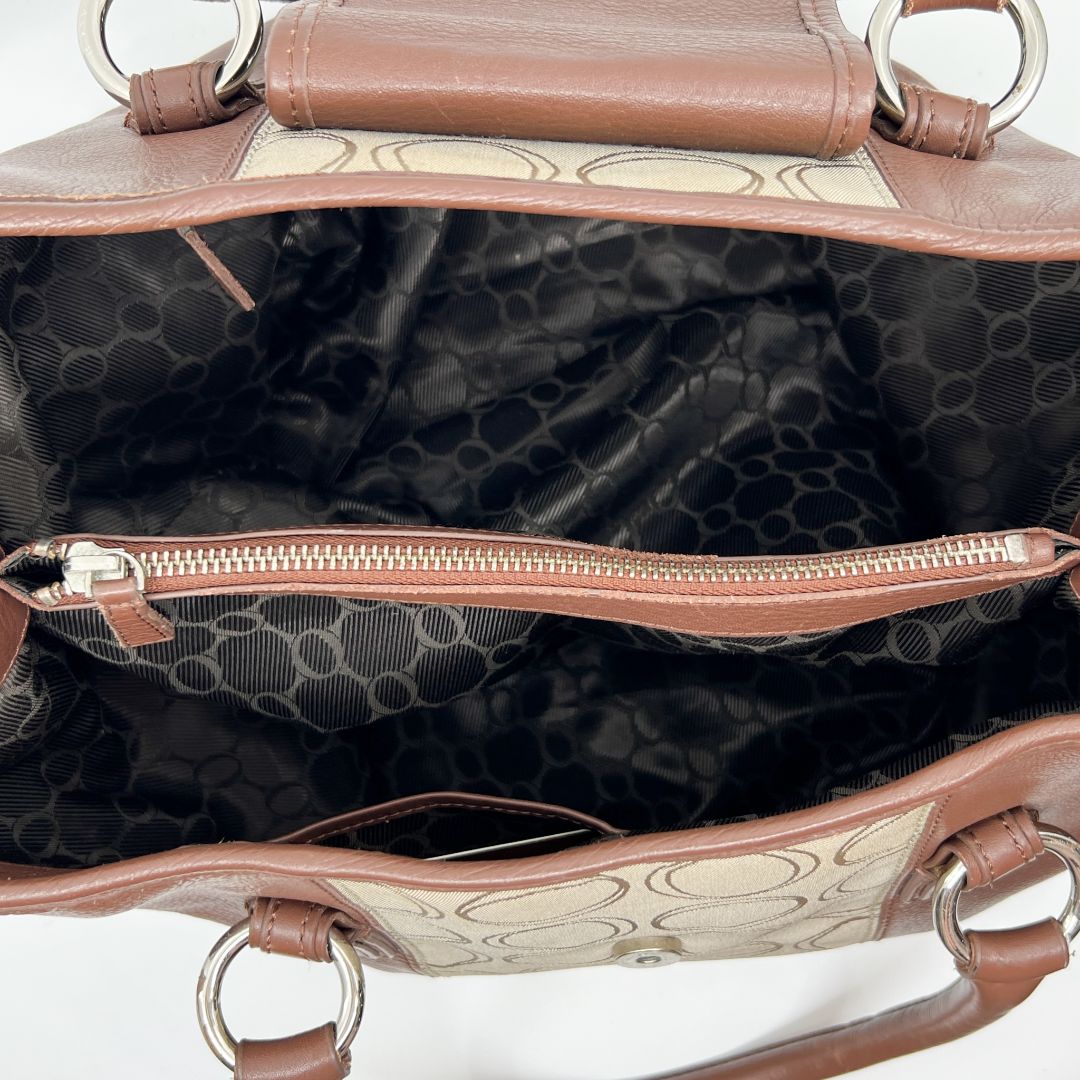 Oroton Brown Leather Monogram Canvas Large Tote Bag [Vintage]