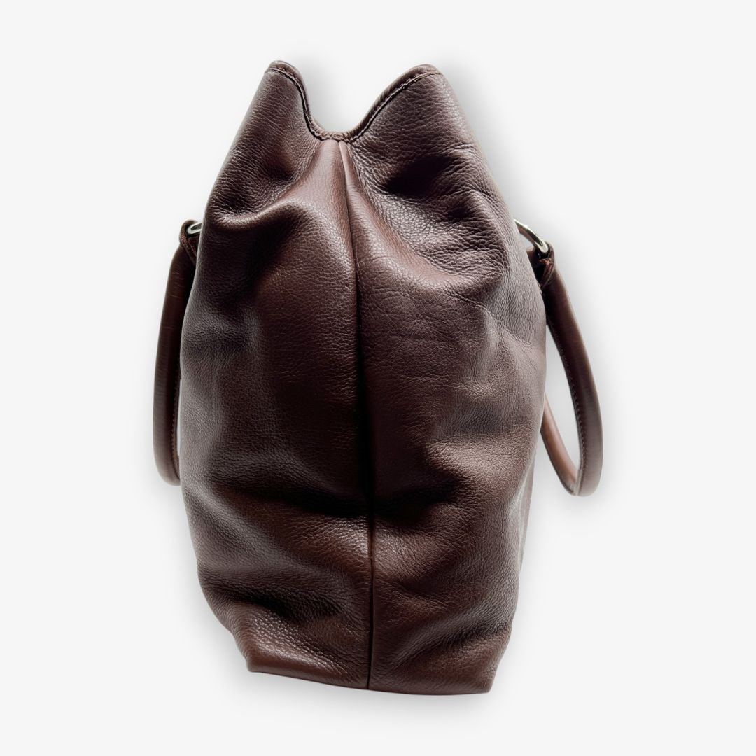 Oroton Brown Leather Monogram Canvas Large Tote Bag [Vintage]