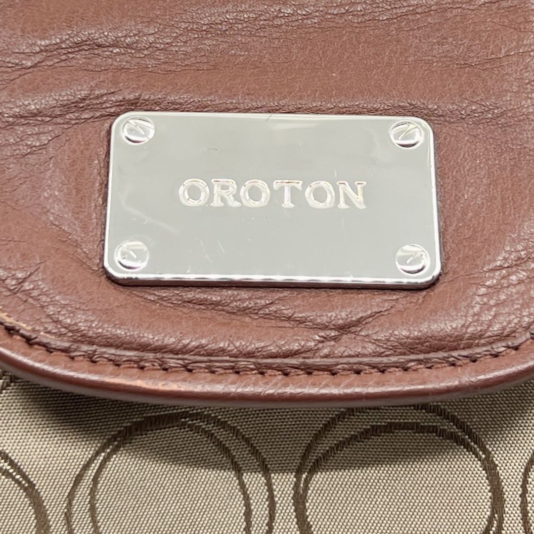 Oroton Brown Leather Monogram Canvas Large Tote Bag [Vintage]