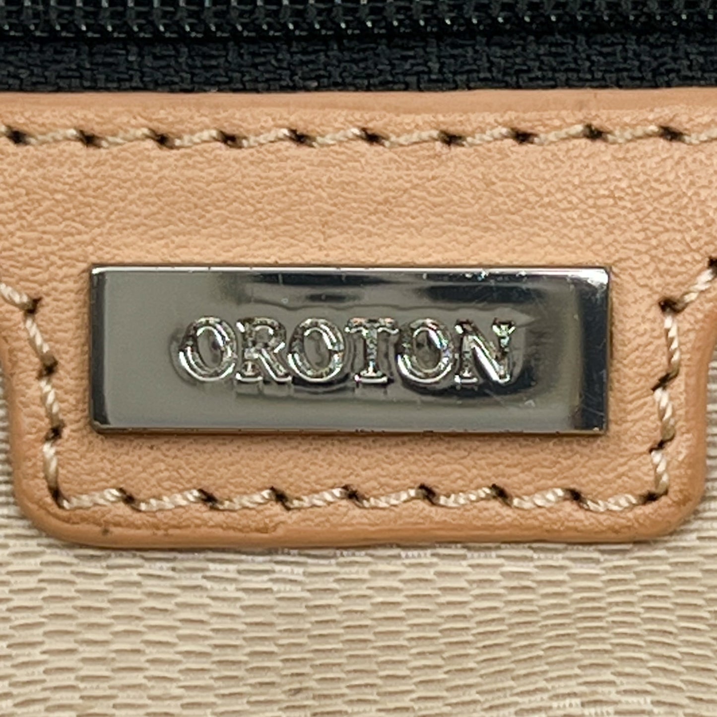 Oroton Black & Cream Snake Embossed Leather Small Lido Shoulder Tote Bag