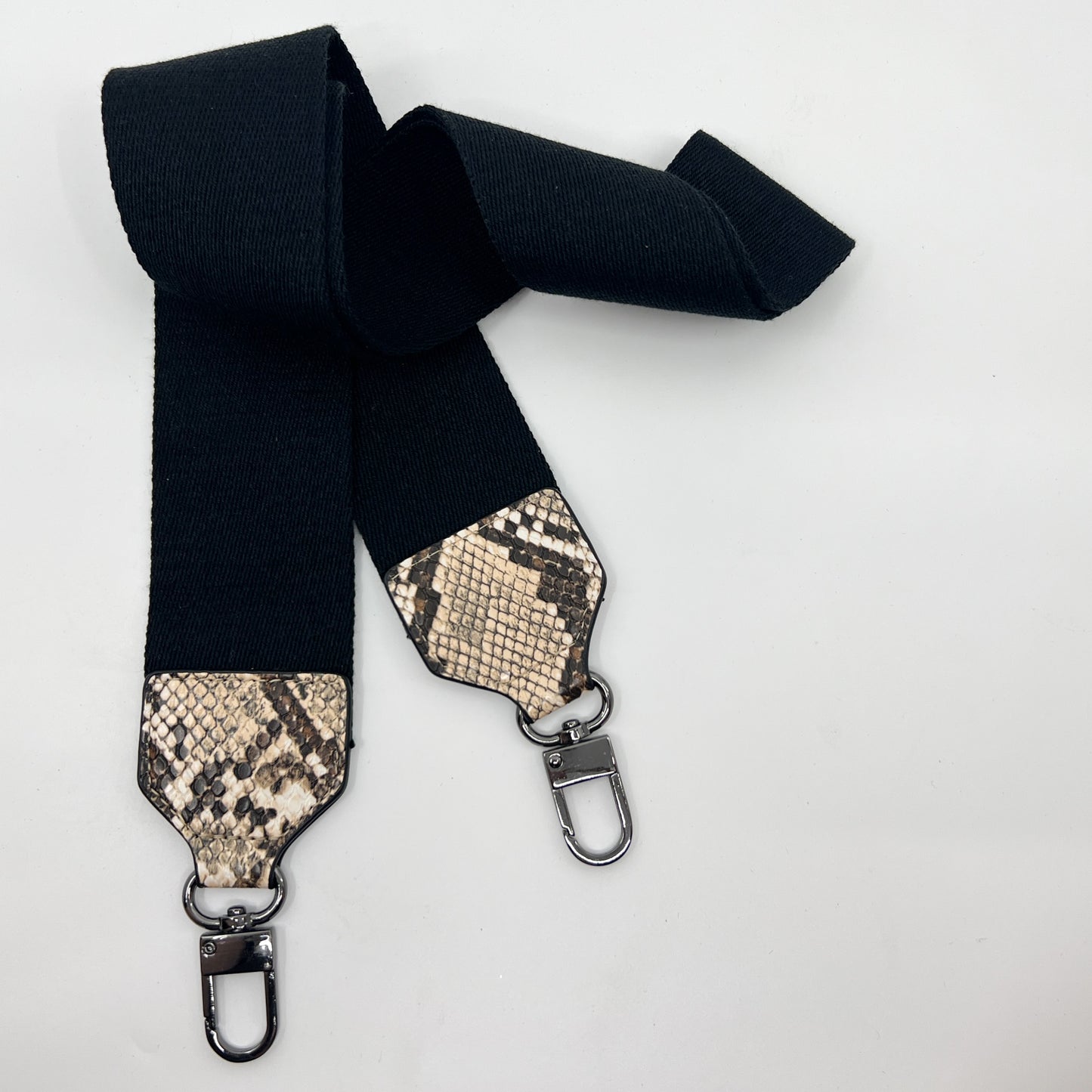 Oroton Black & Cream Snake Embossed Leather Small Lido Shoulder Tote Bag