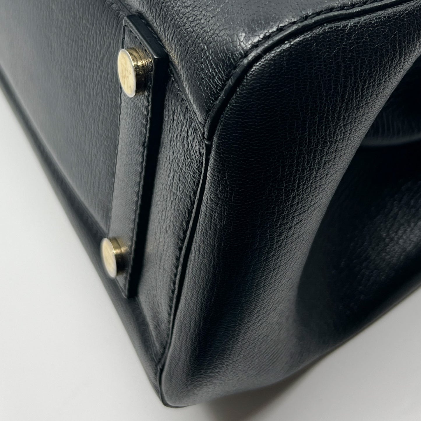 Max Mara Black Leather Chelsea Top Handle 2Way Bag