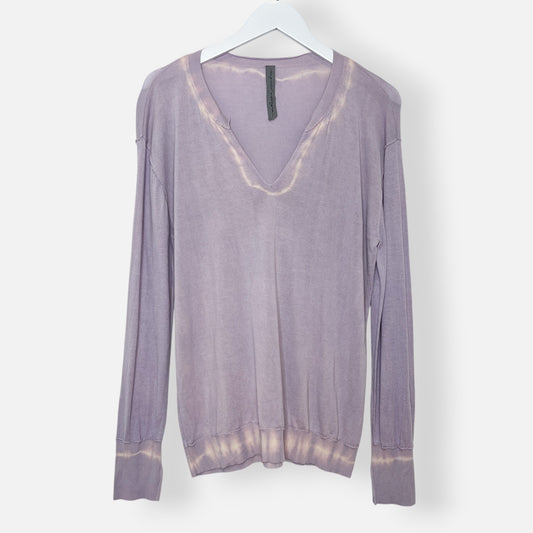 Raquel Allegra Lilac Purple Silk V Neck Knit Top 2 ~ L ~ US8-10 ~ AU12-14