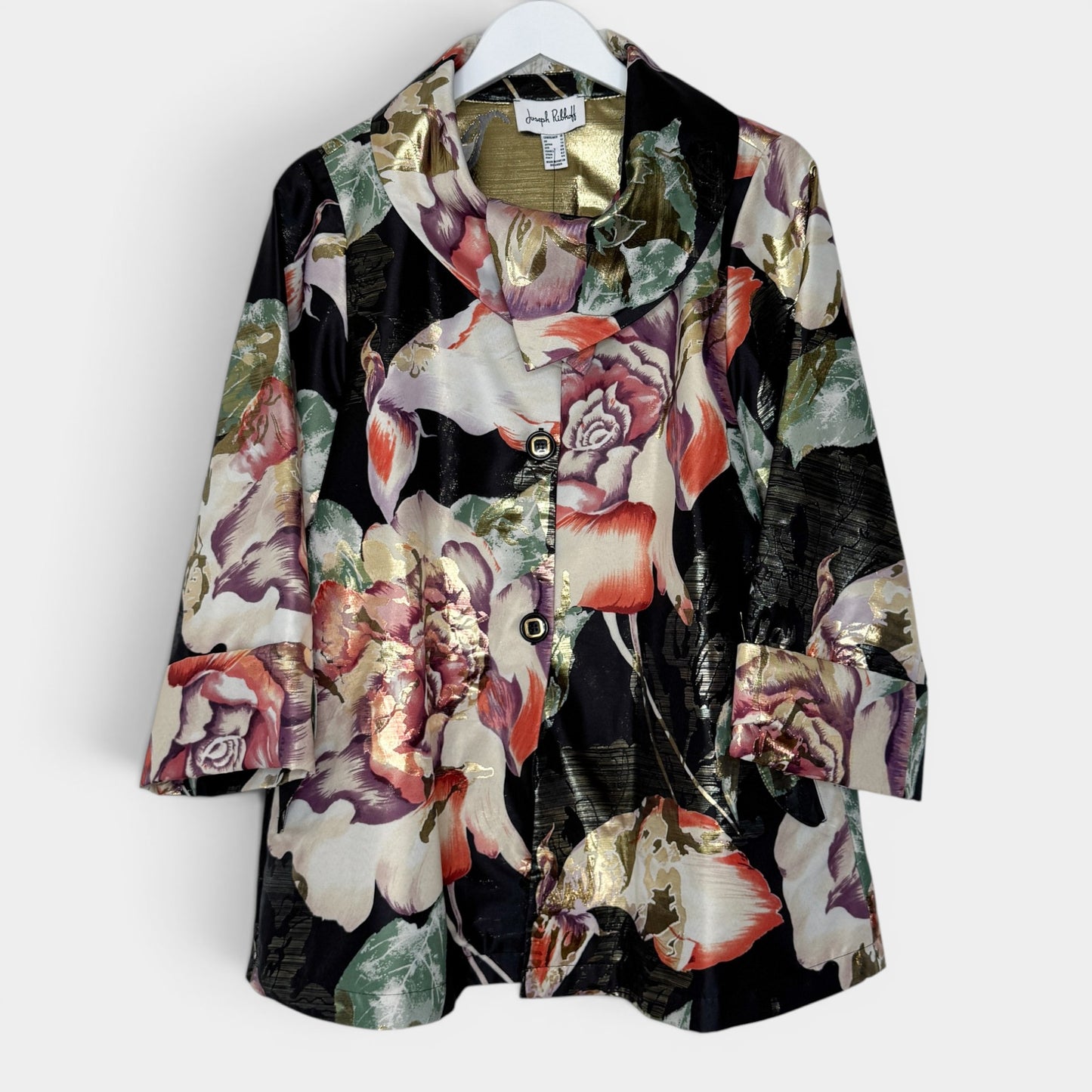 Joseph Ribkoff Multicoloured Metallic Rose Print Jacket AU12 [NEW]