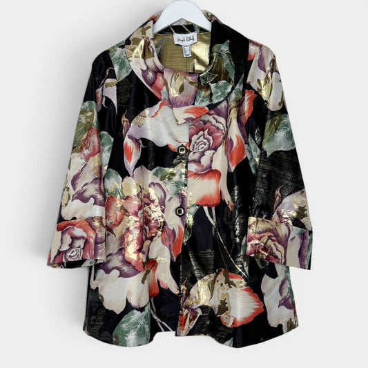 Joseph Ribkoff Multicoloured Metallic Rose Print Jacket AU12 [NEW]