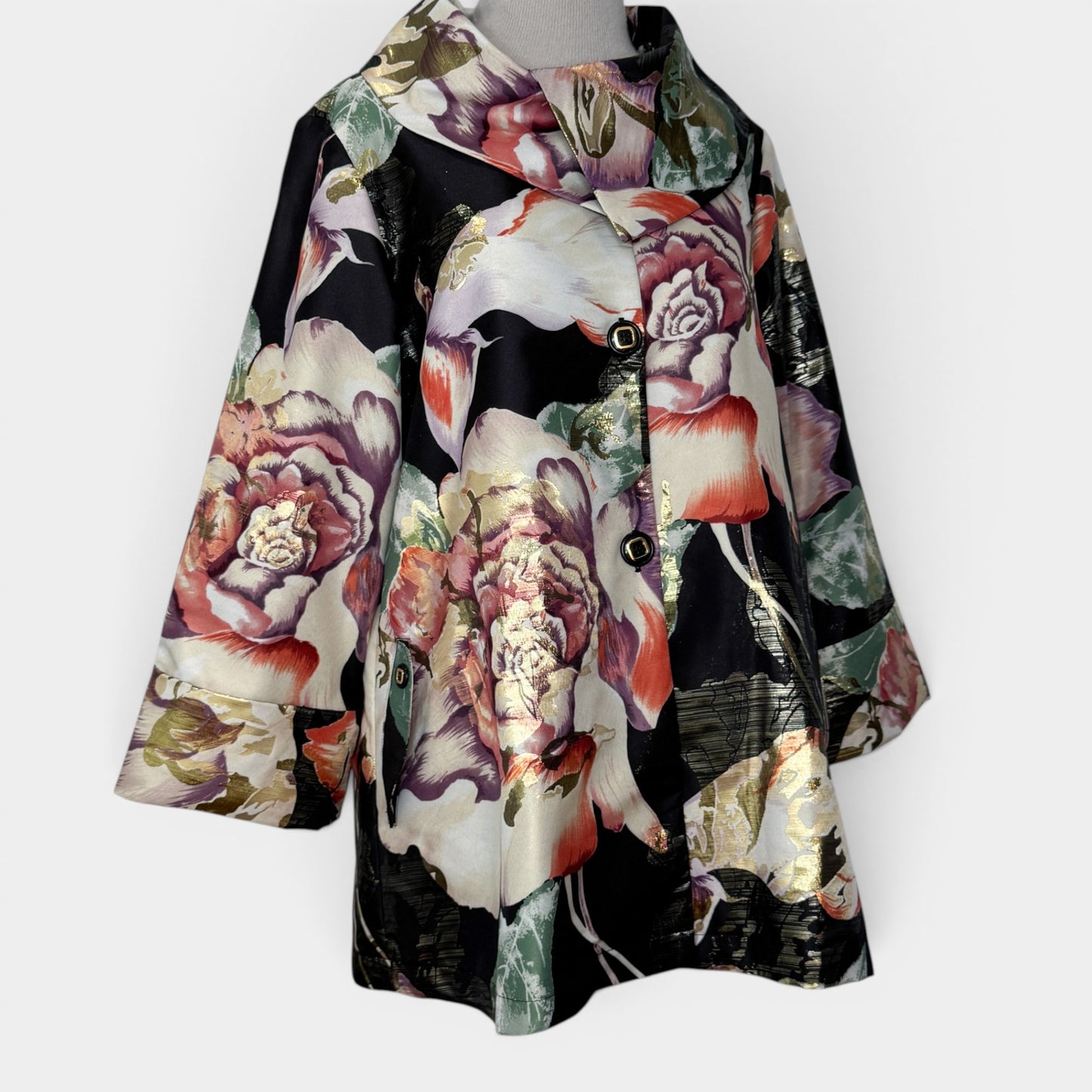 Joseph Ribkoff Multicoloured Metallic Rose Print Jacket AU12 [NEW]