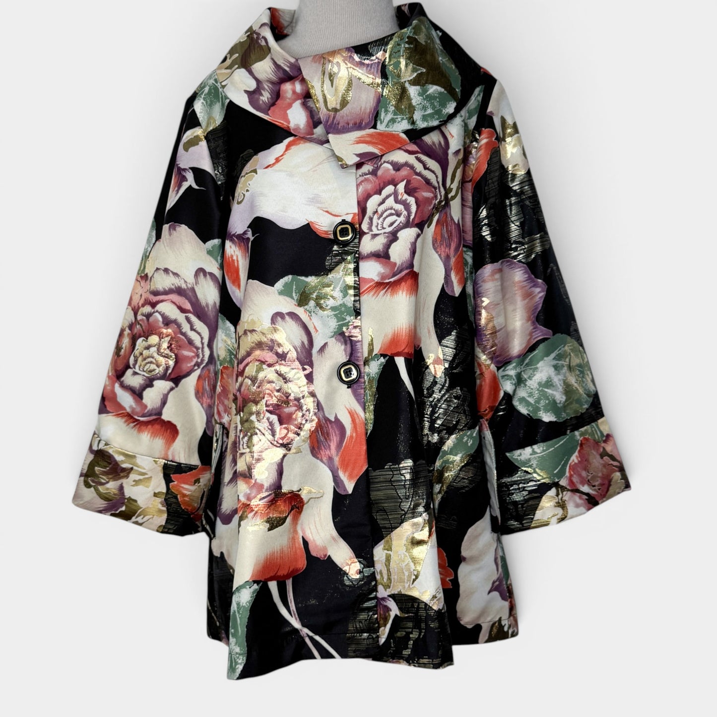 Joseph Ribkoff Multicoloured Metallic Rose Print Jacket AU12 [NEW]