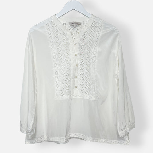 Paul & Joe Creamy White Broderie Trim Blouse 4 ~ AU14