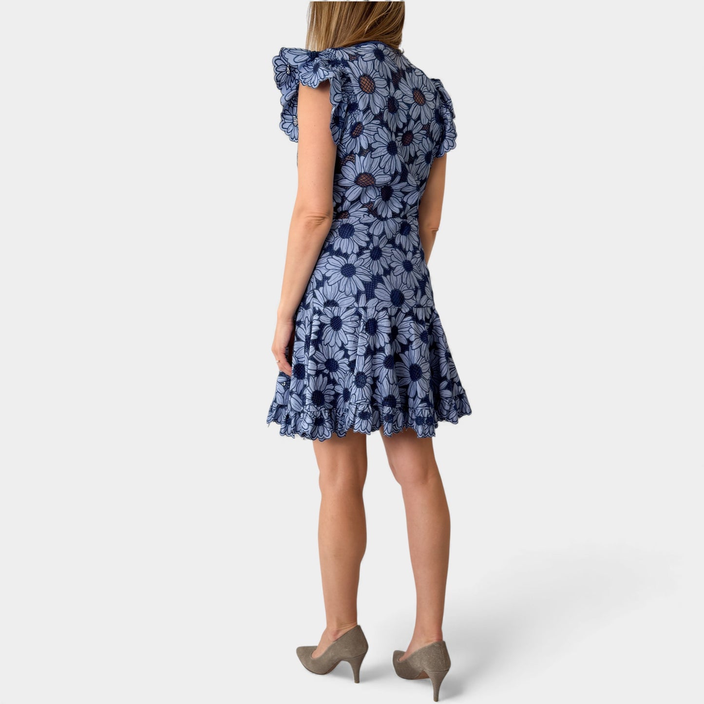 Sandro Blue Daisy Guipure Sun Dress EU40 ~ AU8 ~ AU10