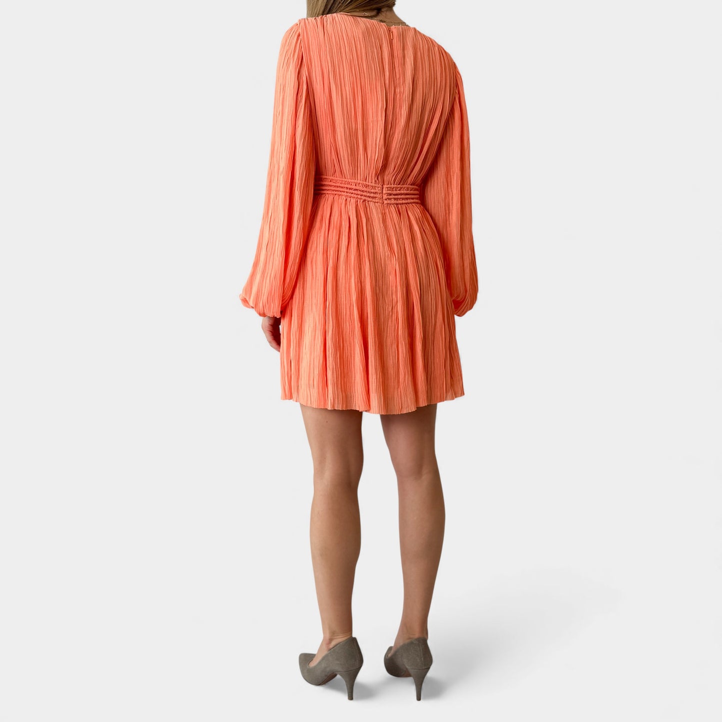 Aje Genevieve Pleated Apricot Orange Short Dress AU10 ~ Medium [NEW]