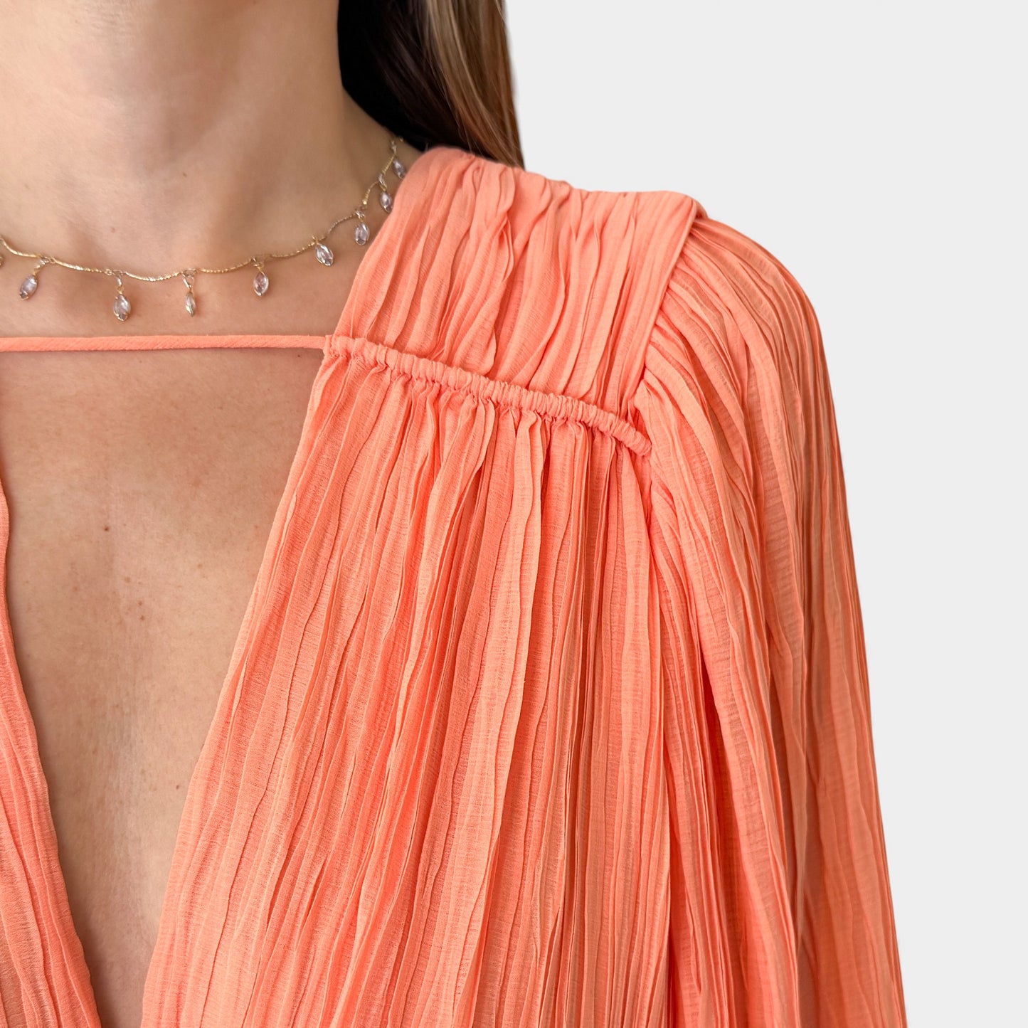 Aje Genevieve Pleated Apricot Orange Short Dress AU10 ~ Medium [NEW]