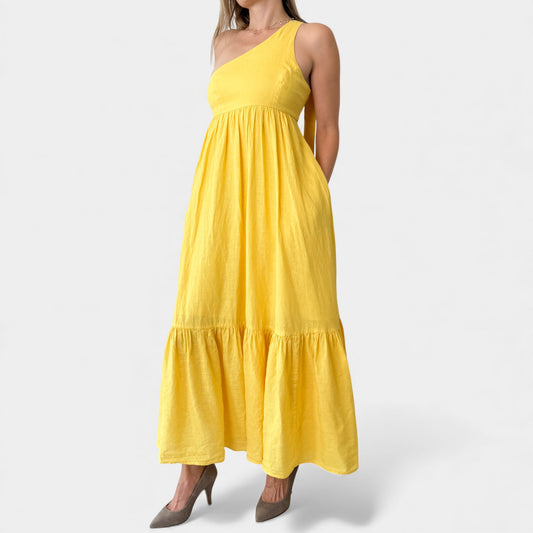 Zimmermann Bright Yellow Juliette Linen Maxi Dress 1 ~ AU8